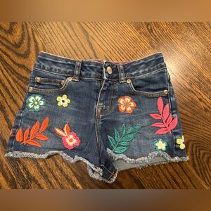 Boden Floral Embroidered Jean Shorts